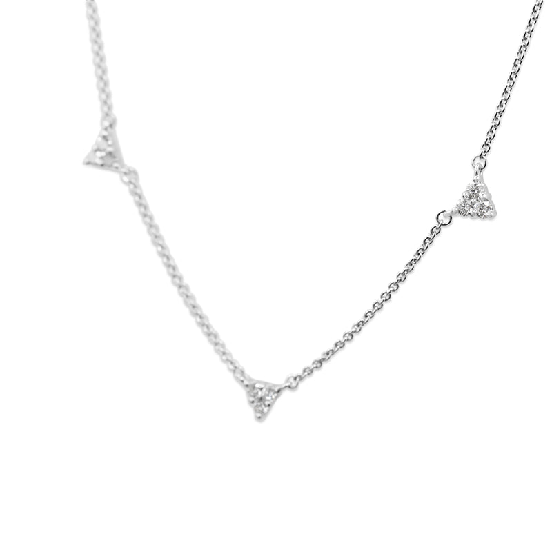 9ct White Gold Diamond Triangles Necklace