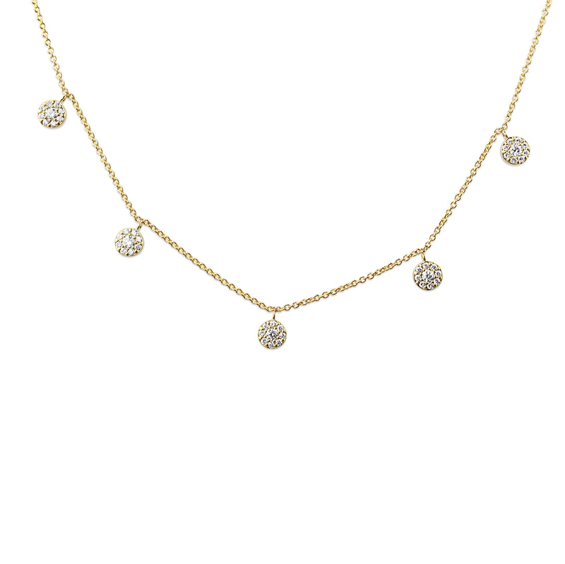 9ct Yellow Gold Diamond Clusters Necklace