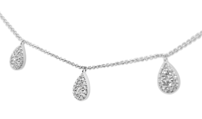 9ct White Gold Diamond Teardrop Cluster Necklace