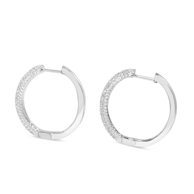 14ct White Gold Diamond Pavé Hoop Earrings