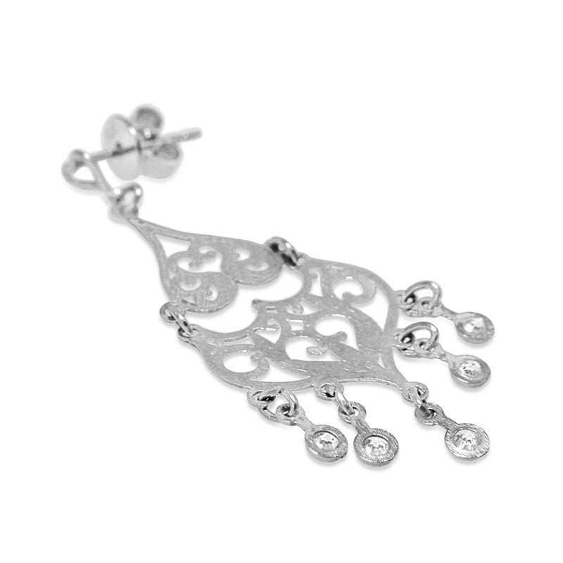 14ct White Gold Diamond Drop Chandelier Earrings