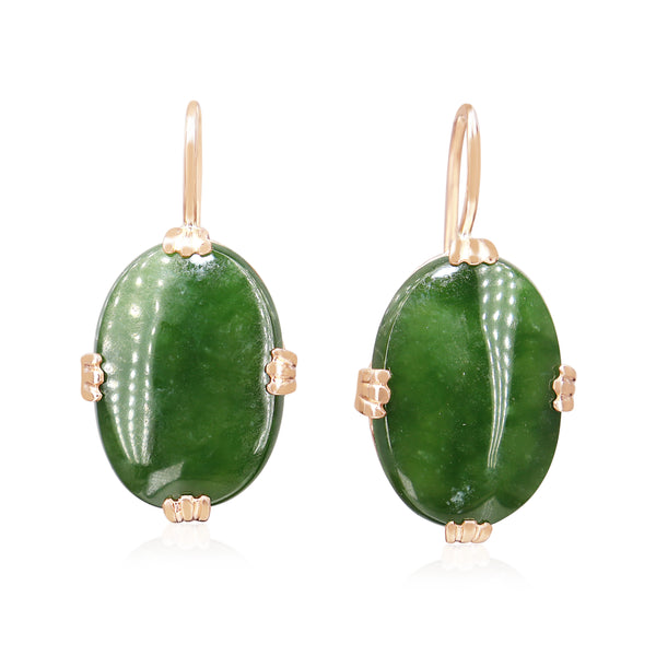 9ct Yellow Gold Jade Earrings