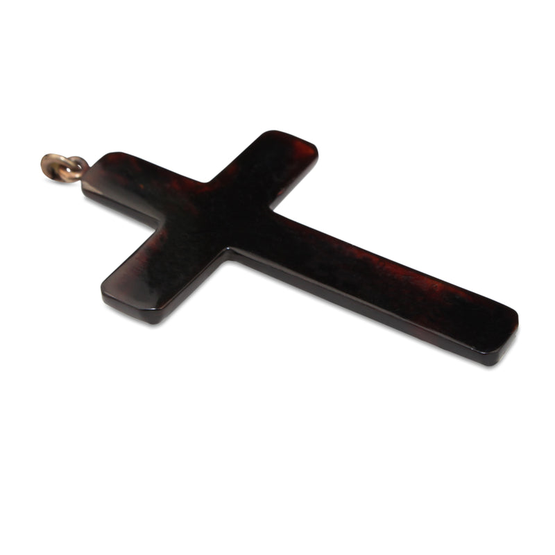 9ct Yellow Gold and Silver Antique Piqué Cross Necklace