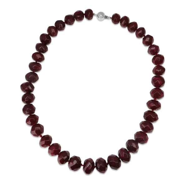 9ct White Gold Treated Ruby Bead Necklace