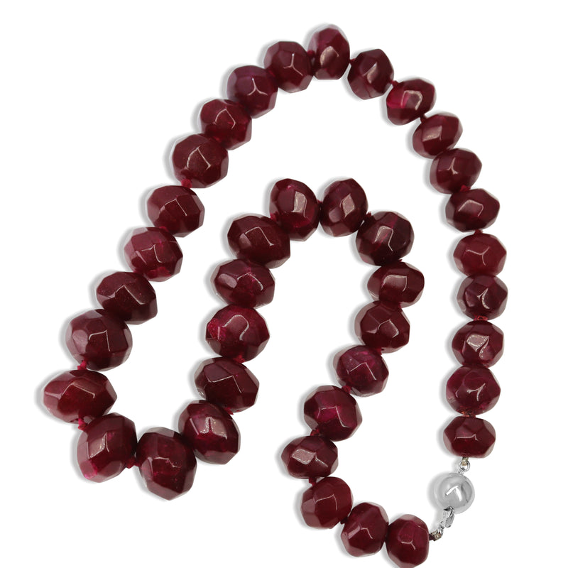 9ct White Gold Treated Ruby Bead Necklace