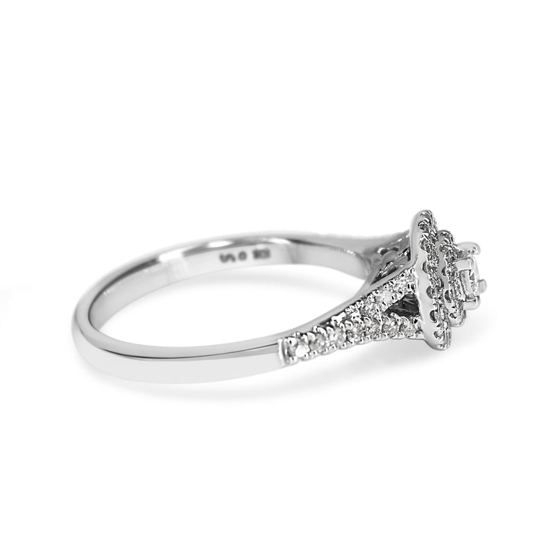 10ct White Gold Double Halo Diamond Ring