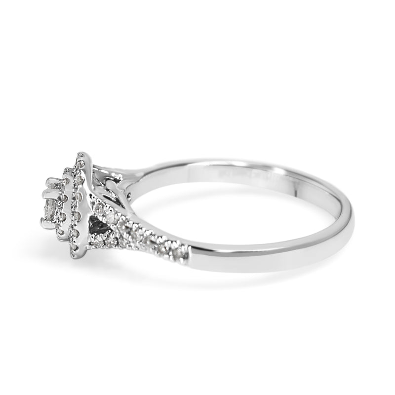 10ct White Gold Double Halo Diamond Ring