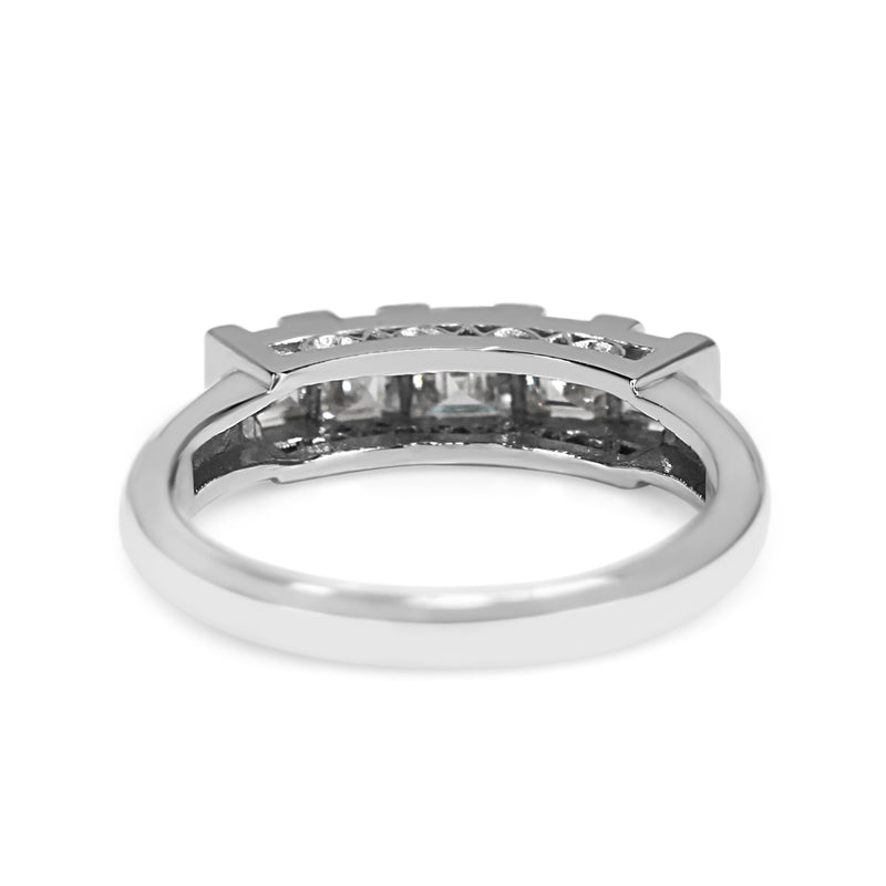 Platinum Carre Cut 5 Stone Diamond Band
