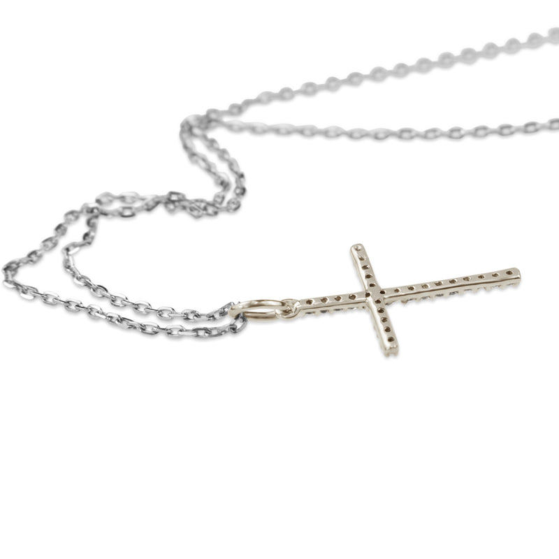 9ct White Gold Diamond Cross Necklace