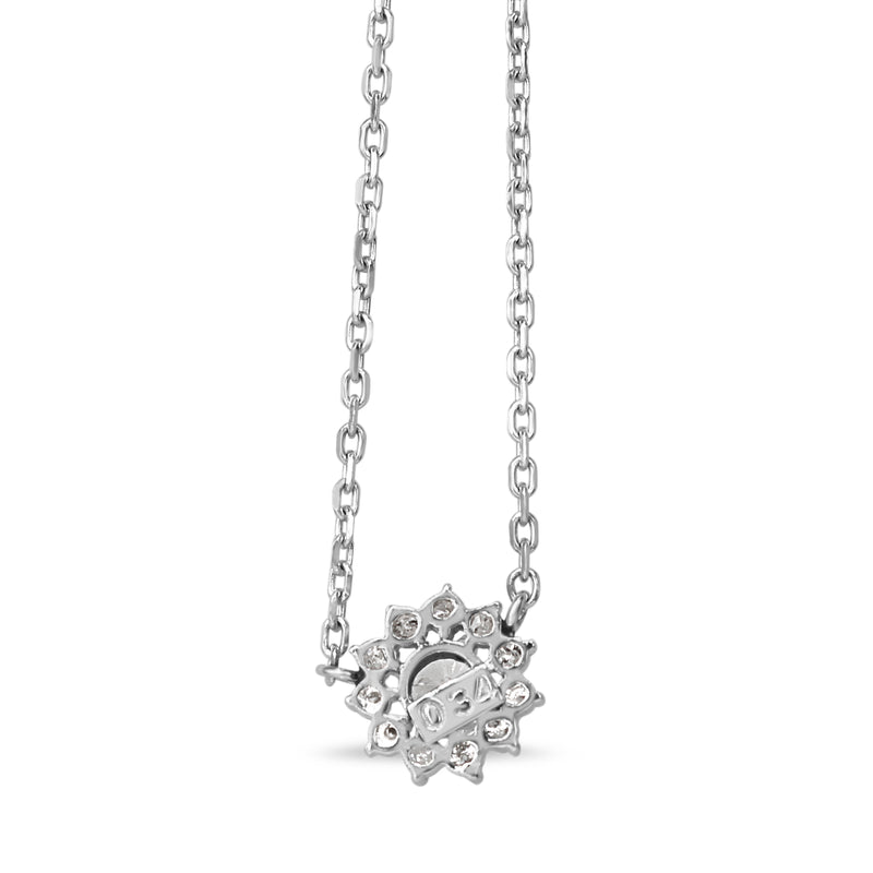 Platinum Diamond Halo Cluster Necklace