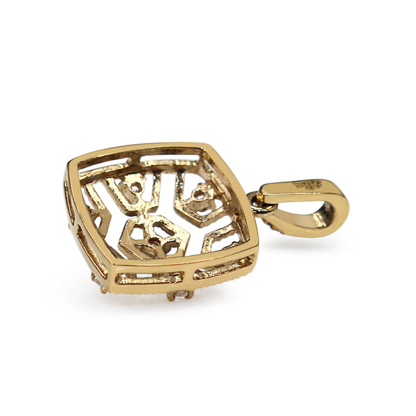 9ct Yellow Gold Filigree Diamond Pendant