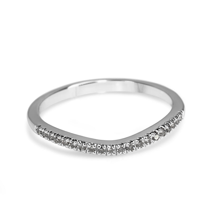 10ct White Gold Curved Diamond Band Ring