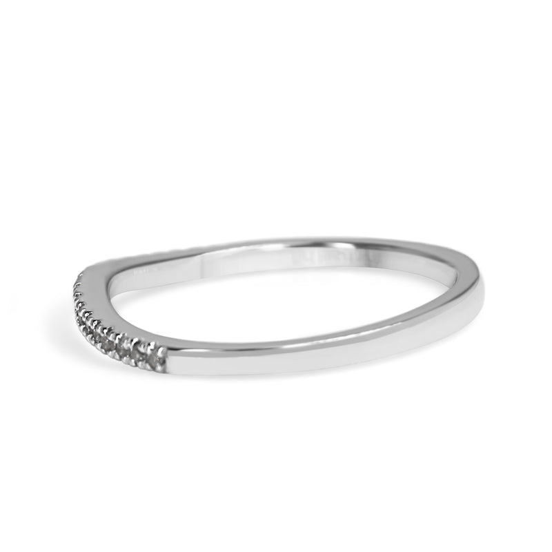 10ct White Gold Curved Diamond Band Ring