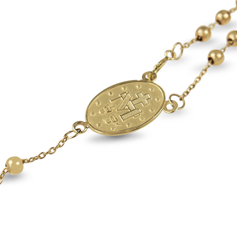 9ct Yellow Gold Rosary Bead Necklace with Crucifix