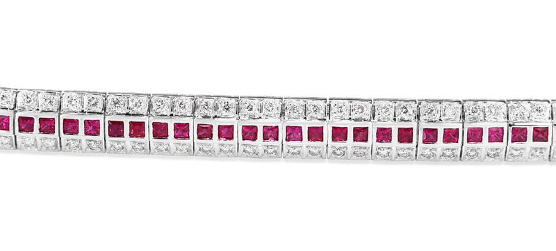 Platinum Ruby and Diamond Bracelet