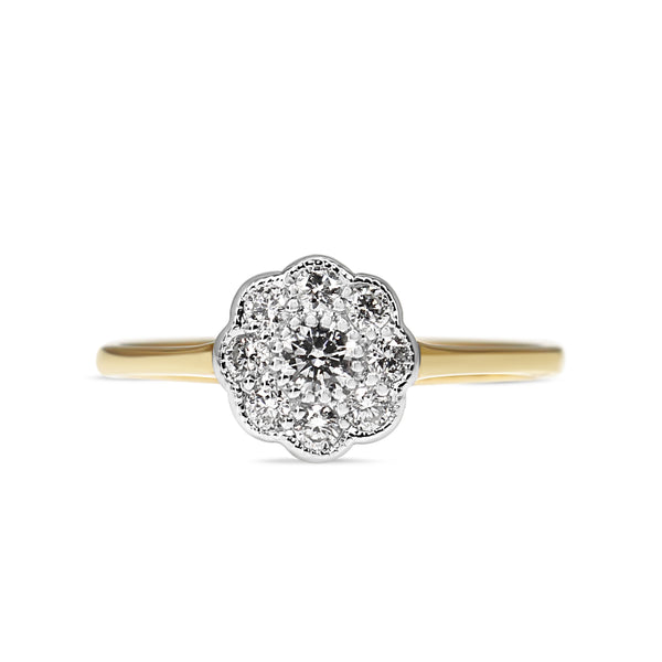 9ct Yellow and White Gold Diamond Daisy Ring