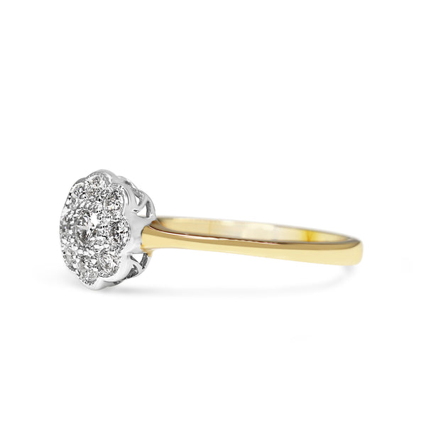 9ct Yellow and White Gold Diamond Daisy Ring