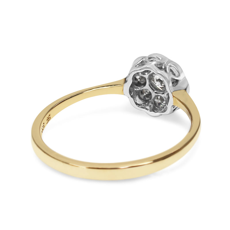 9ct Yellow and White Gold Diamond Daisy Ring