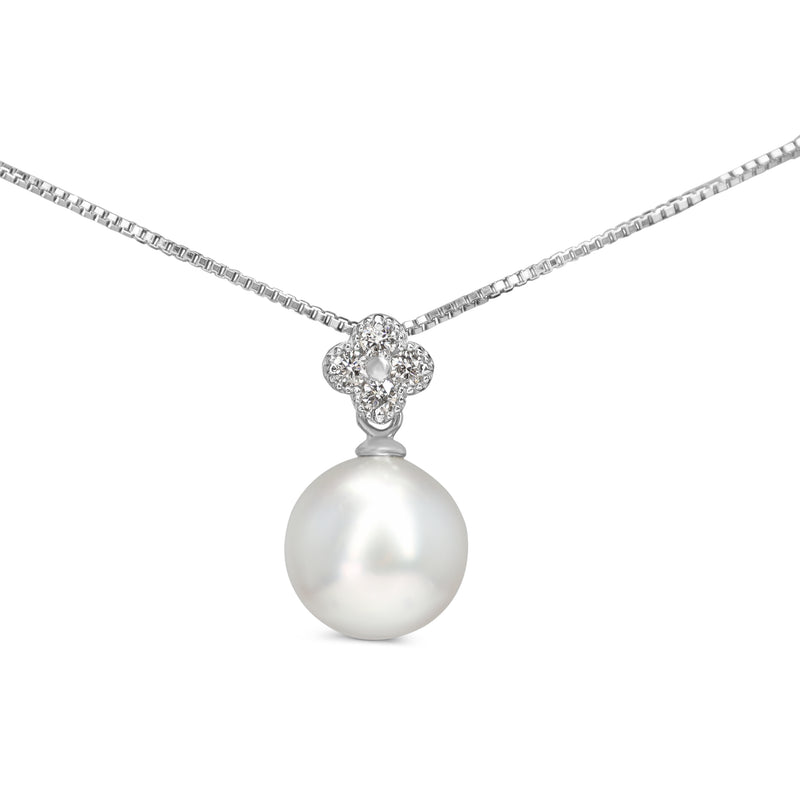 Platinum South Sea 10mm Pearl and Diamond Necklace
