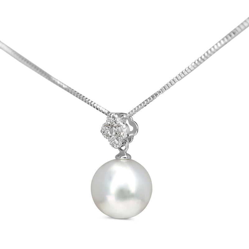 Platinum South Sea 10mm Pearl and Diamond Necklace