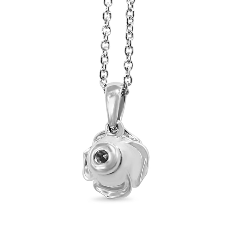 9ct White Gold Floral Diamond Cluster Necklace