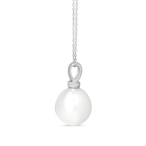 18ct White Gold 15.5mm South Sea Pearl and Diamond Necklace