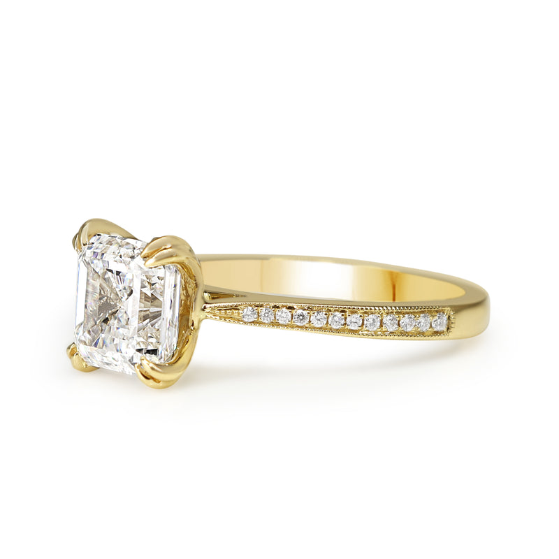 18ct Yellow Gold Lab Grown Asscher Cut Diamond Solitaire Ring