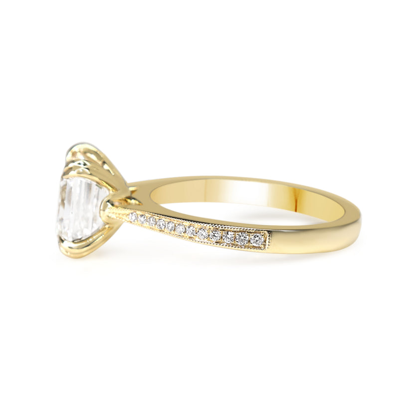 18ct Yellow Gold Lab Grown Asscher Cut Diamond Solitaire Ring