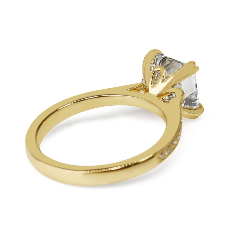 18ct Yellow Gold Lab Grown Asscher Cut Diamond Solitaire Ring