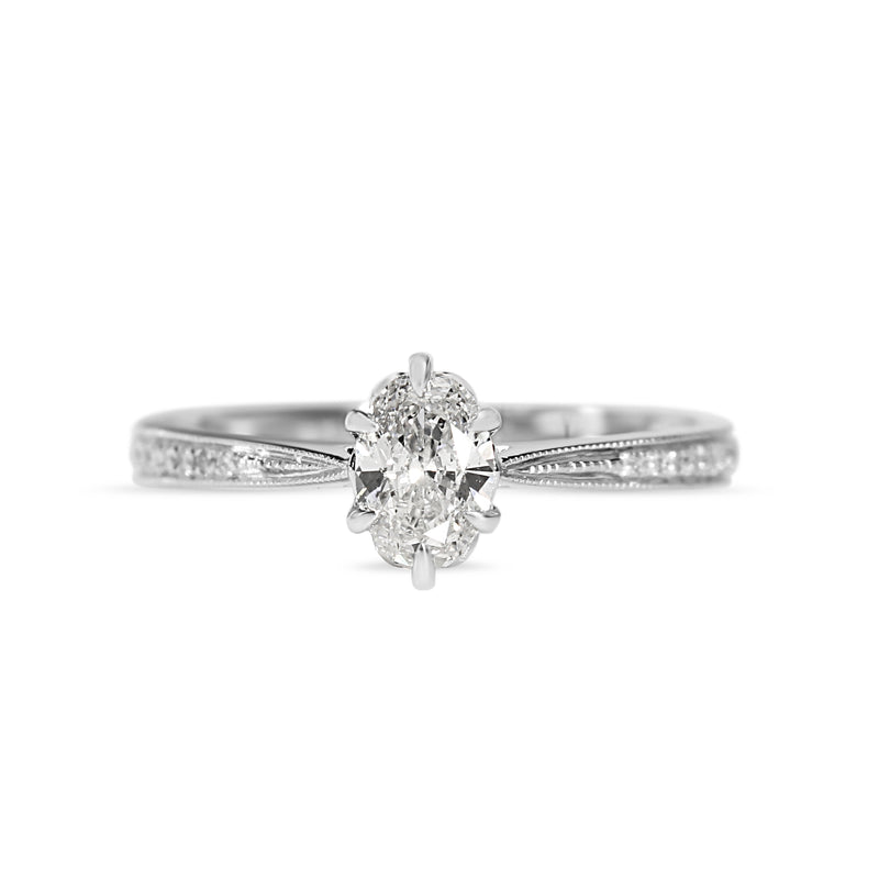18ct White Gold Oval Diamond Solitaire Ring