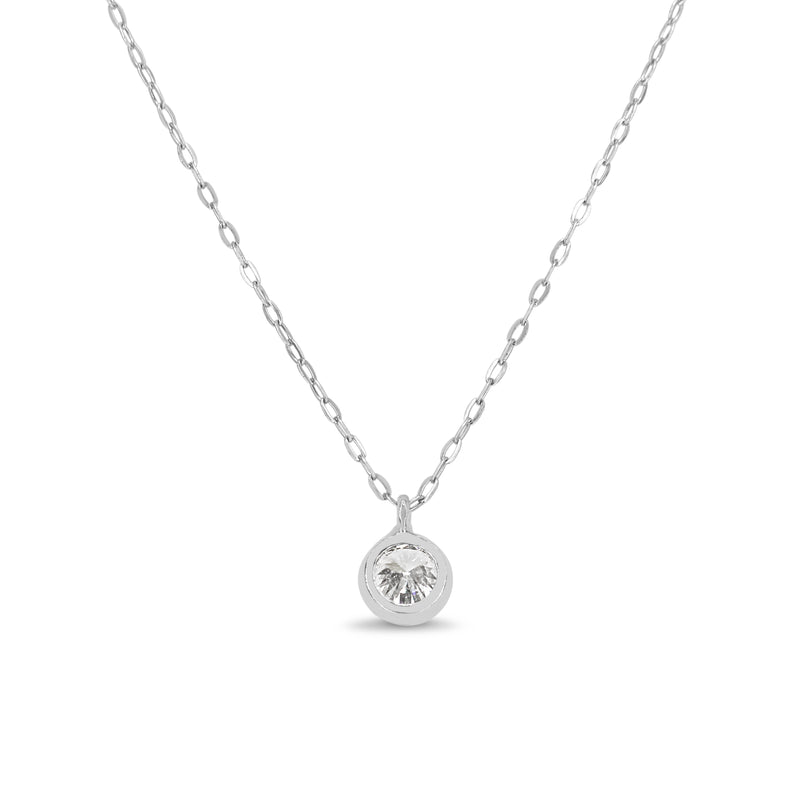 18ct White Gold Bezel Set Diamond Solitaire Pendant
