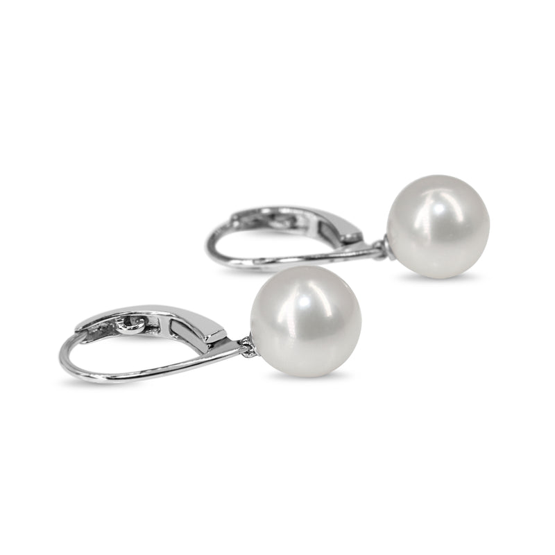 18ct White Gold 9mm Fresh Water Pearl Earrings