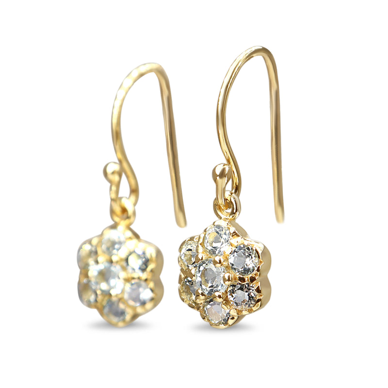 9ct Yellow Gold Topaz Daisy Drop Earrings