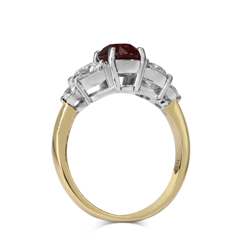 18ct Yellow and White Gold Ruby and Diamond 5 Stone Ring