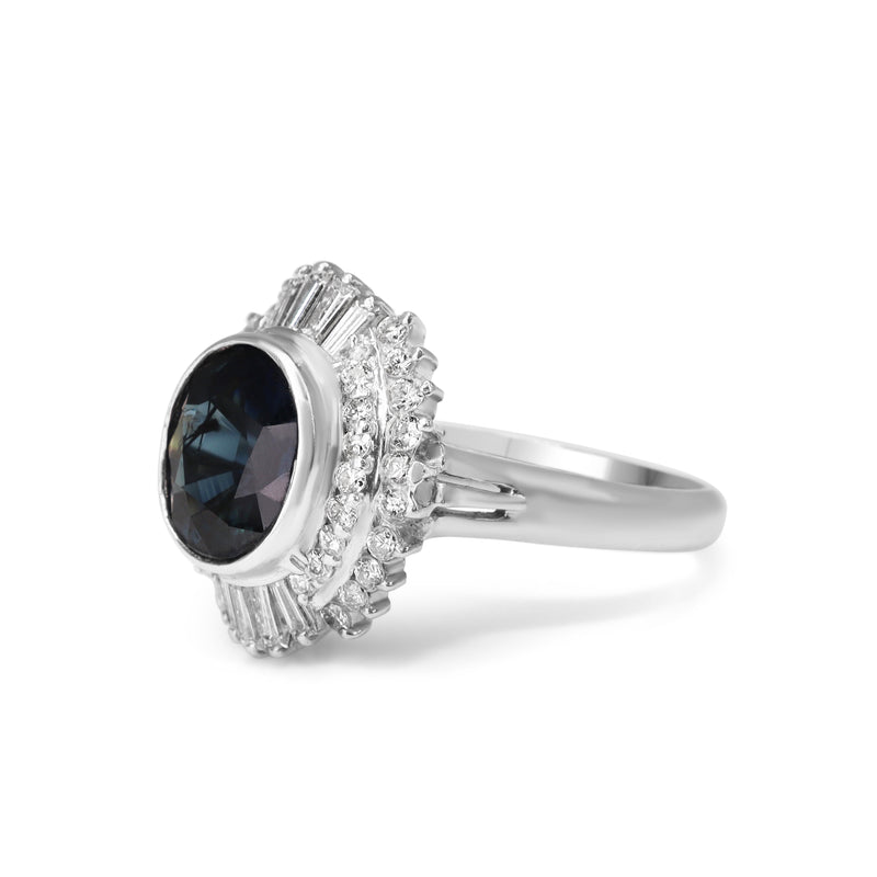 Platinum Sapphire and Diamond Ballerina Style Ring