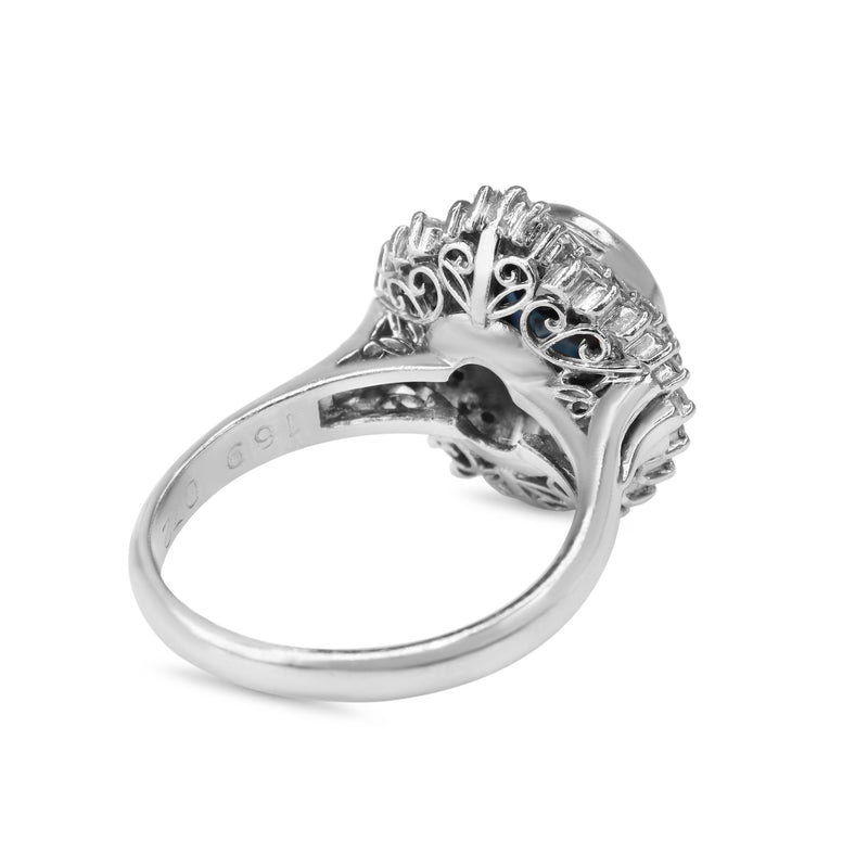Platinum Sapphire and Diamond Ballerina Style Ring