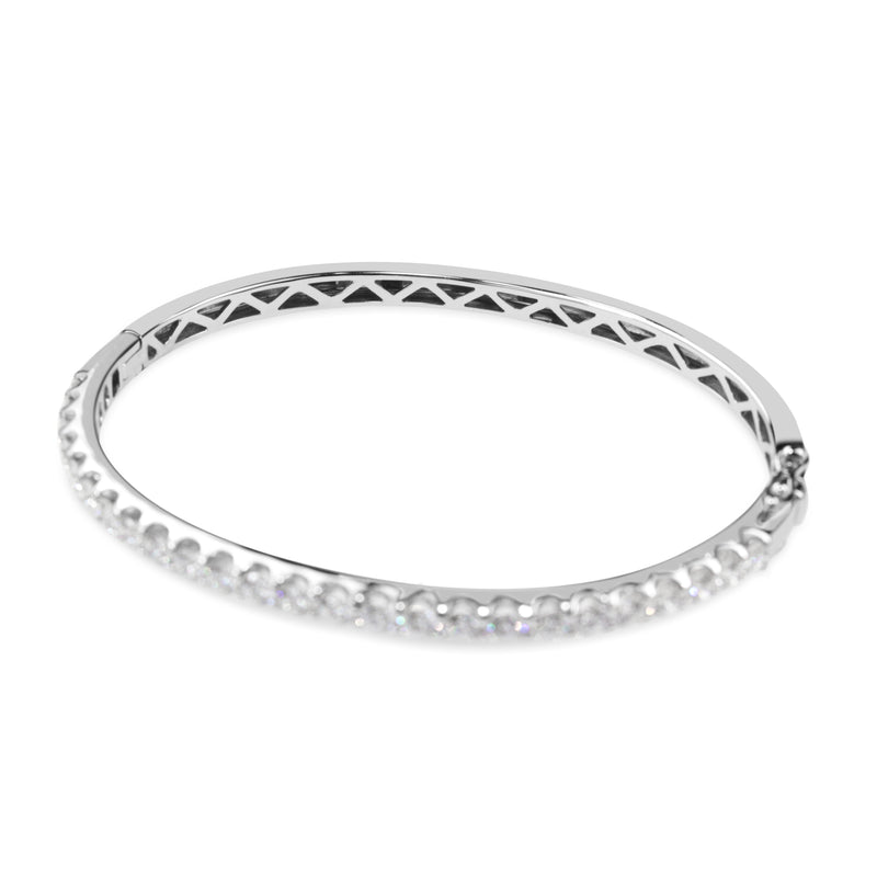9ct White Gold Hinged 3ct Diamond Bangle