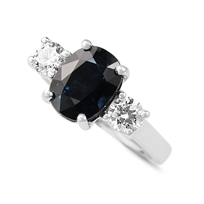18ct White Gold Sapphire and Diamond 3 Stone Ring