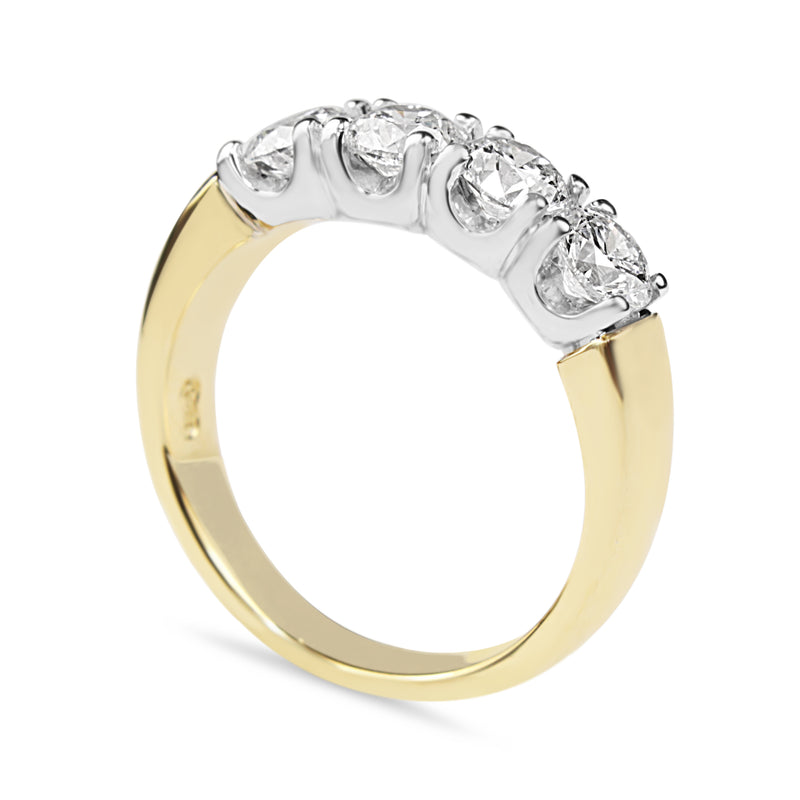 18ct Yellow and White Gold 4 Stone Diamond Ring