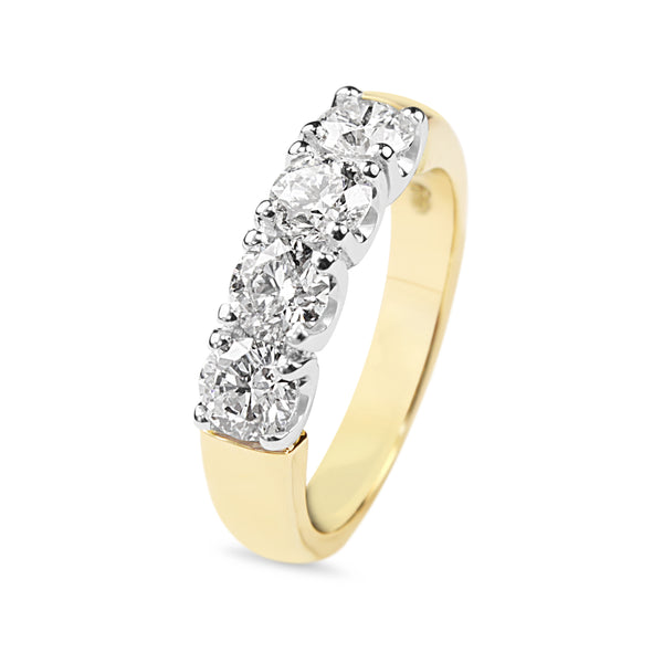 18ct Yellow and White Gold 4 Stone Diamond Ring