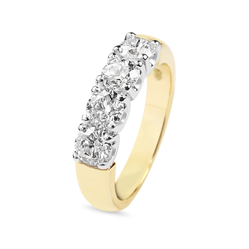 18ct Yellow and White Gold 4 Stone Diamond Ring