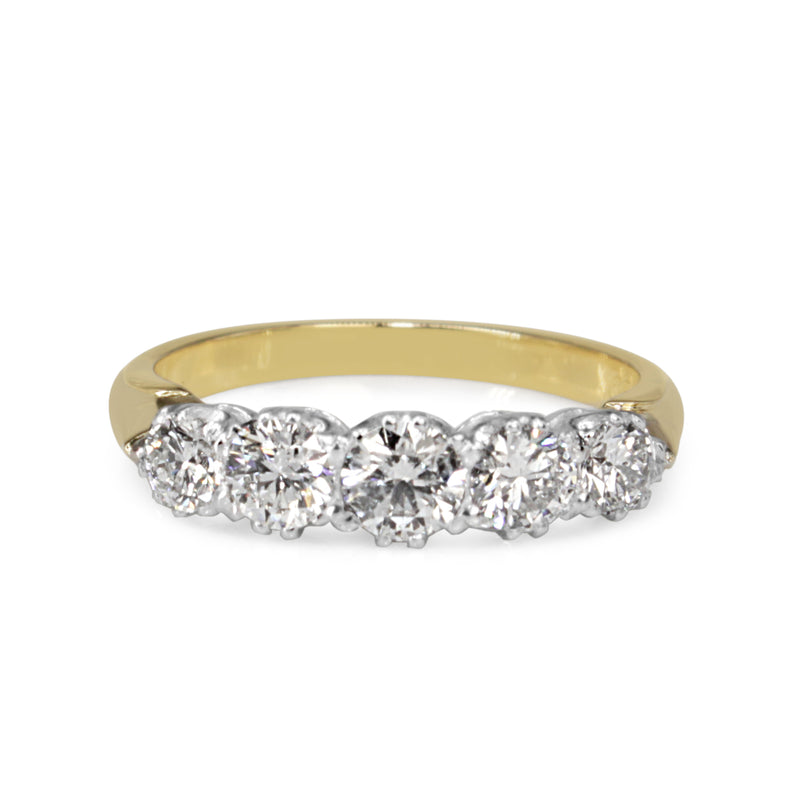18ct Yellow and White Gold Victorian Style 5 Stone Diamond Ring