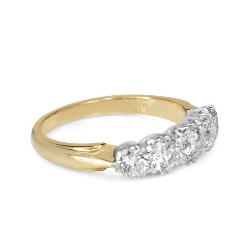 18ct Yellow and White Gold Victorian Style 5 Stone Diamond Ring