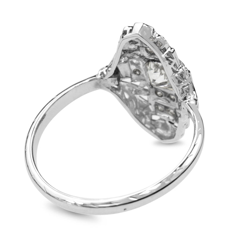 18ct White Gold Art Deco Old and Single Cut Diamond Ring