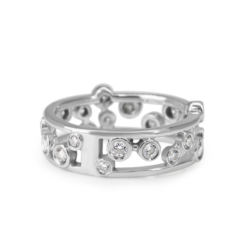 18ct White Gold Bezel Diamond Band Ring