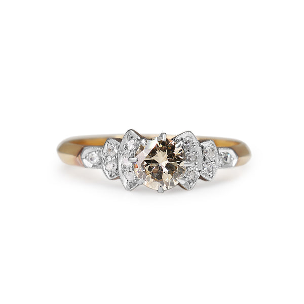 18ct Yellow Gold and Platinum Vintage Diamond Solitaire Ring