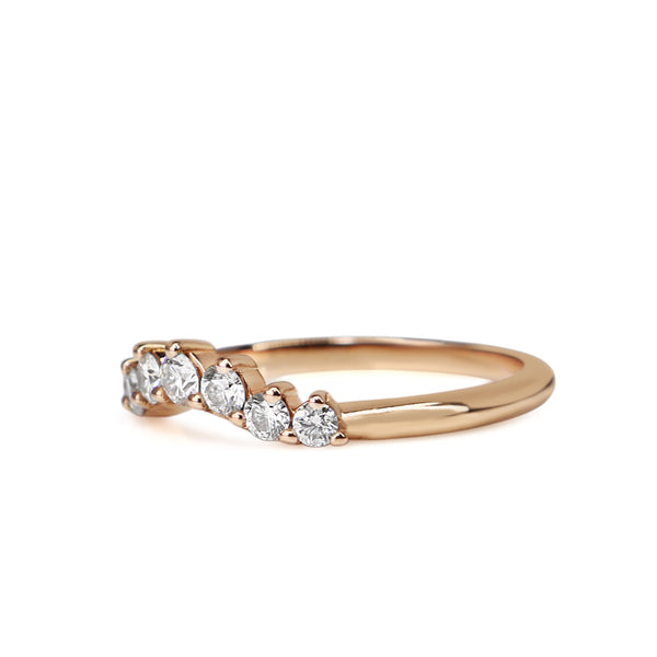 18ct Rose Gold Curved Diamond Band Ring