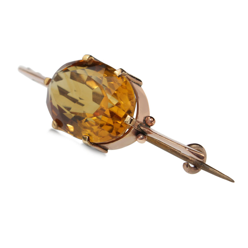 9ct Yellow Gold Citrine Brooch