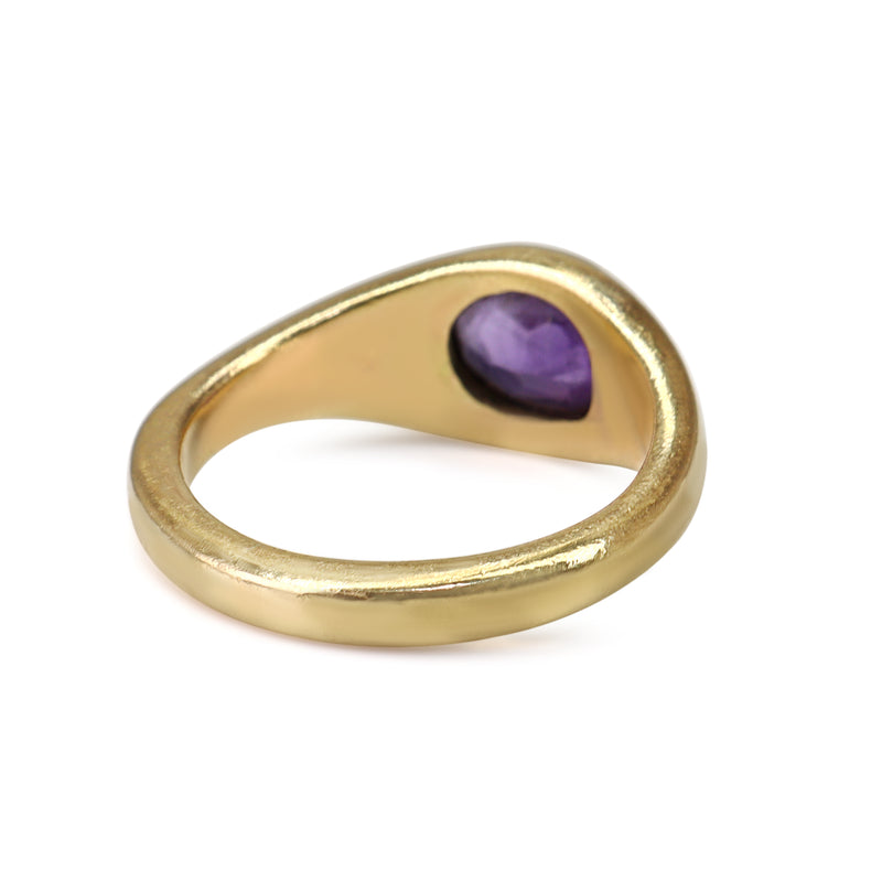 14ct Yellow Gold Vintage Amethyst Signet Ring