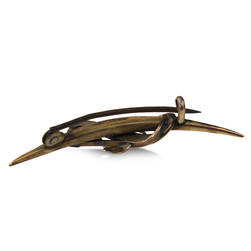 9ct Yellow Gold Curved Leaf Brooch